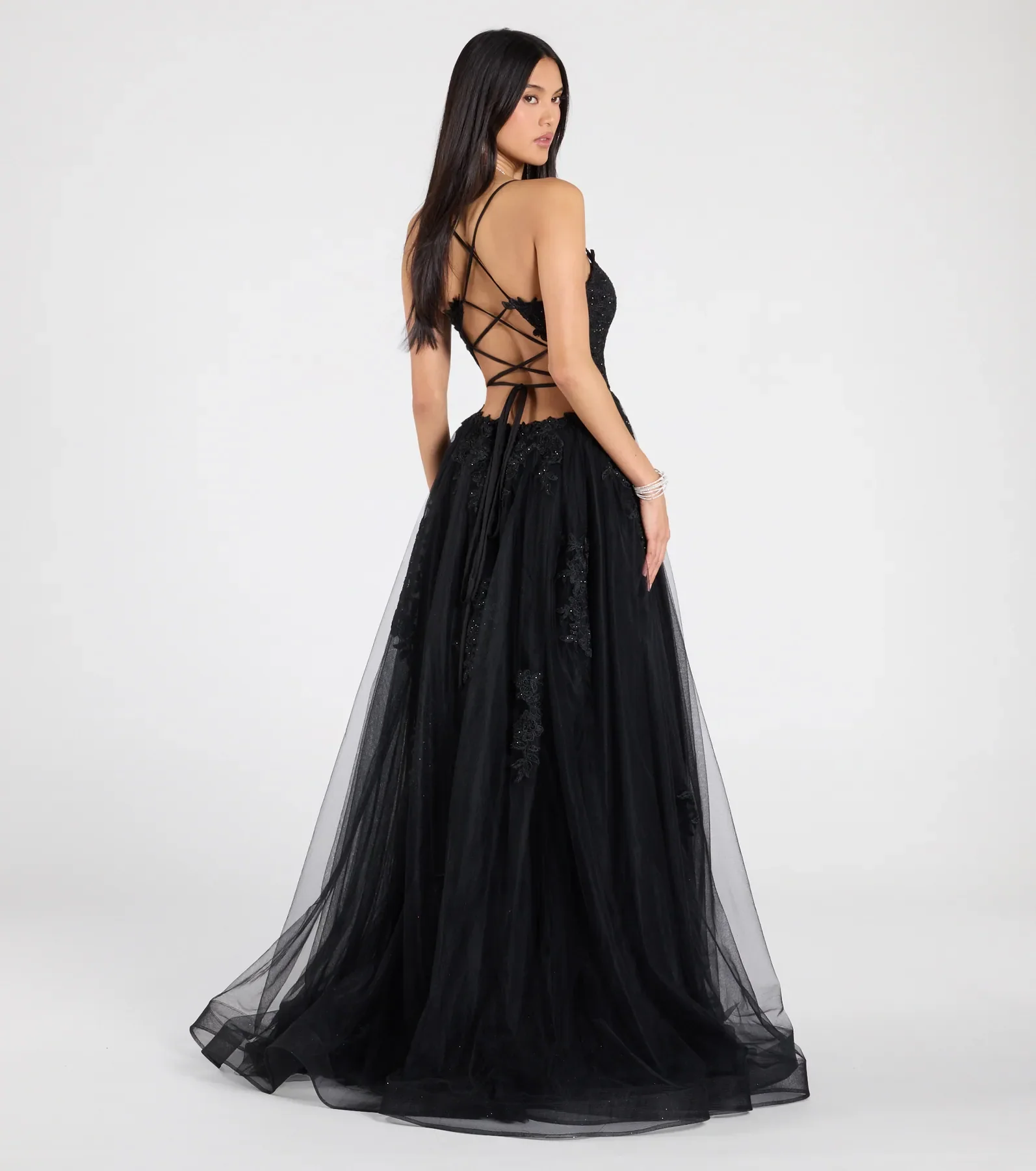 Julia Lace-Up Corset Slit A-Line Formal Dress