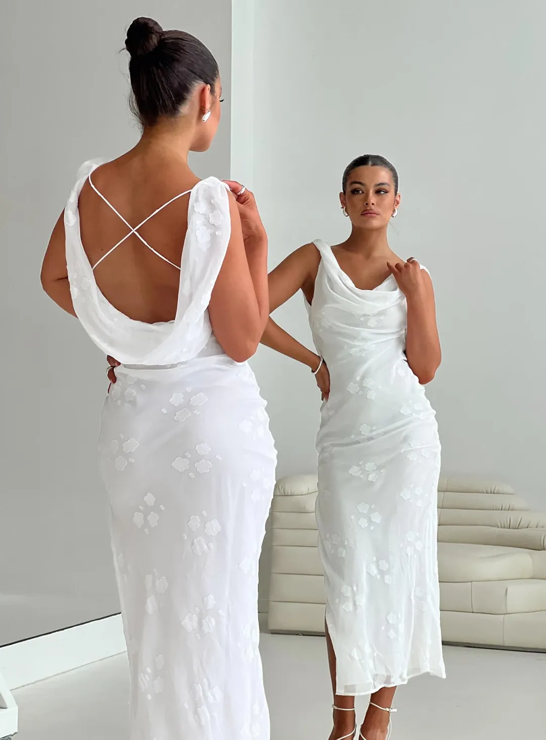 elegant dresses for woman Princess Polly Women's Beacall Embroidered Lace Trim Cotton Mini Sundress - White main image 1