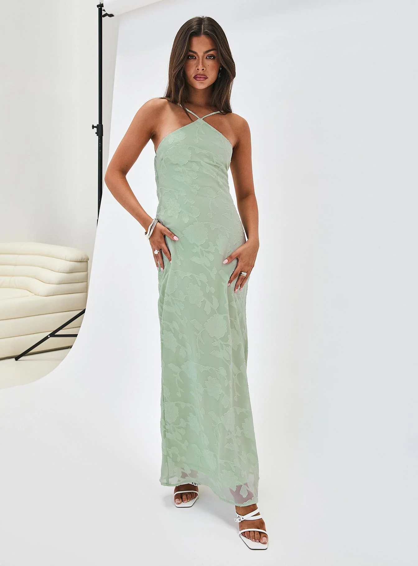 Zoelle Halter Maxi Dress Sage