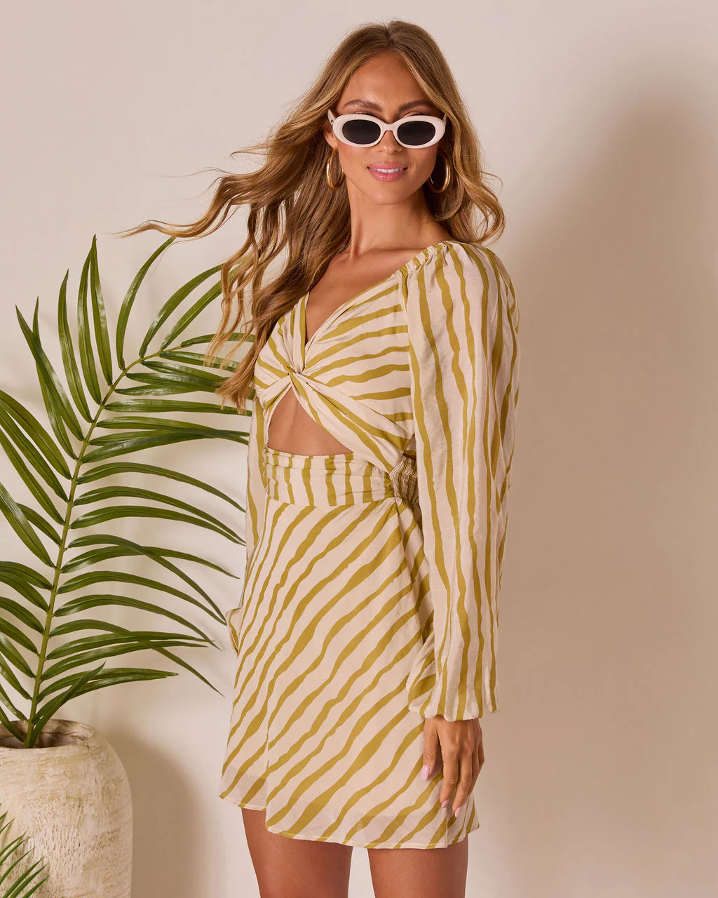 Glow Hour Striped Cutout Mini Dress
