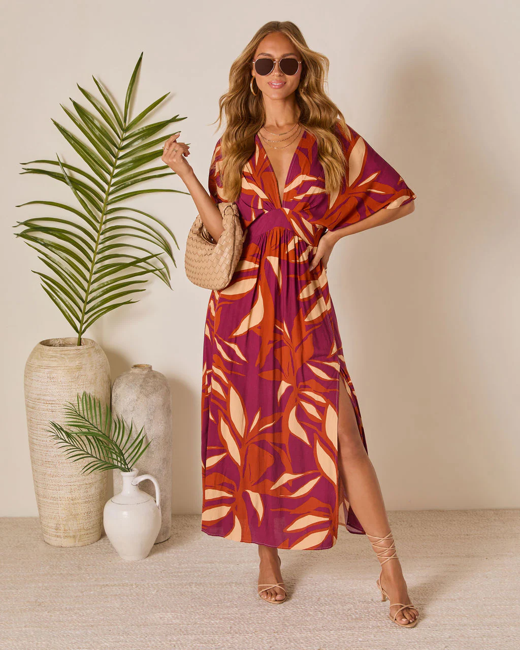 Erin Printed Kimono Sleeve Maxi Dress
