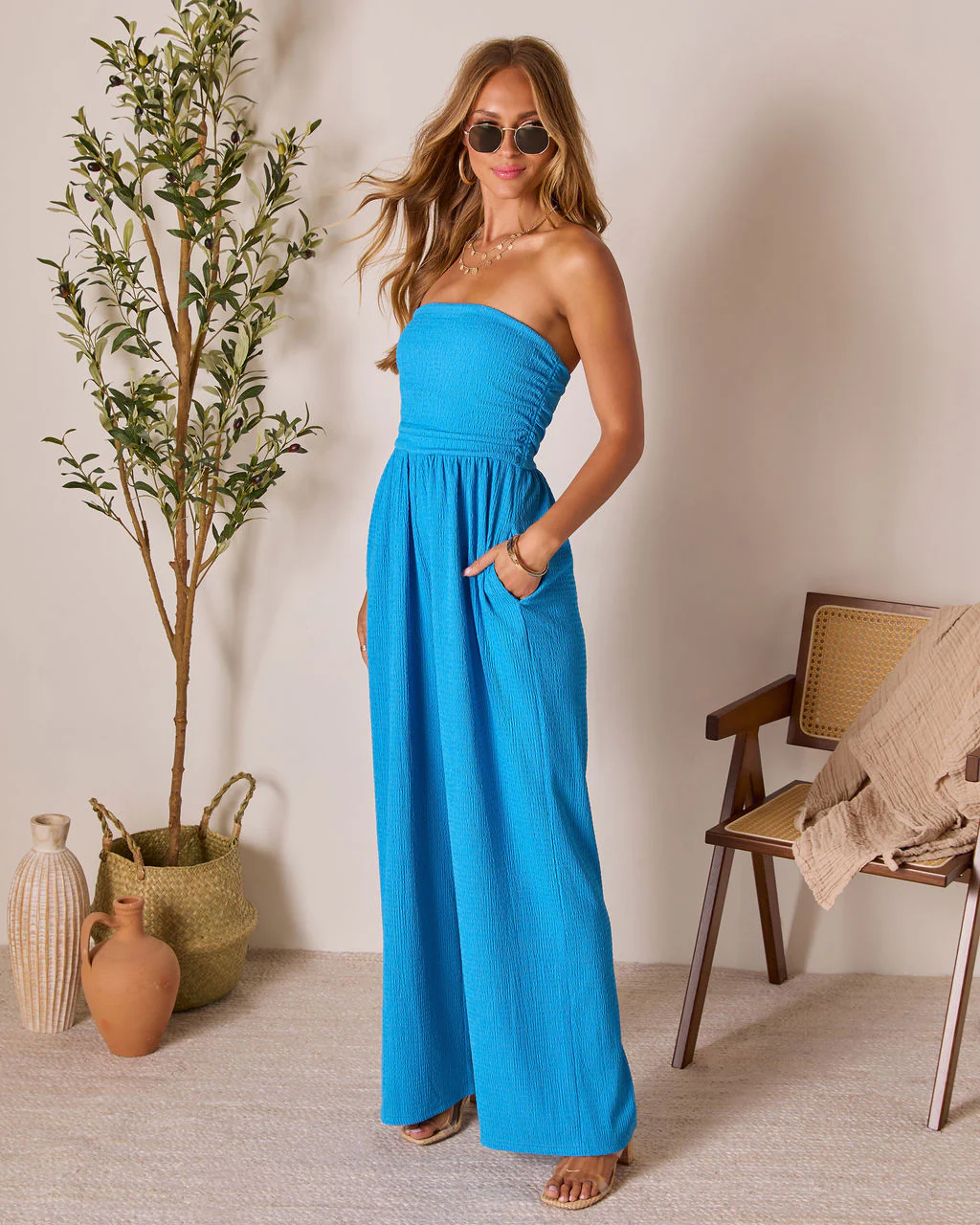 Golden Escape Strapless Jumpsuit