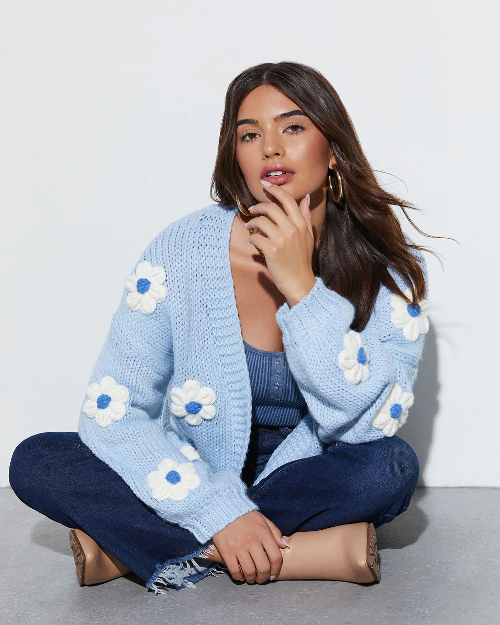 Fallen Daisy Oversized Knit Cardigan