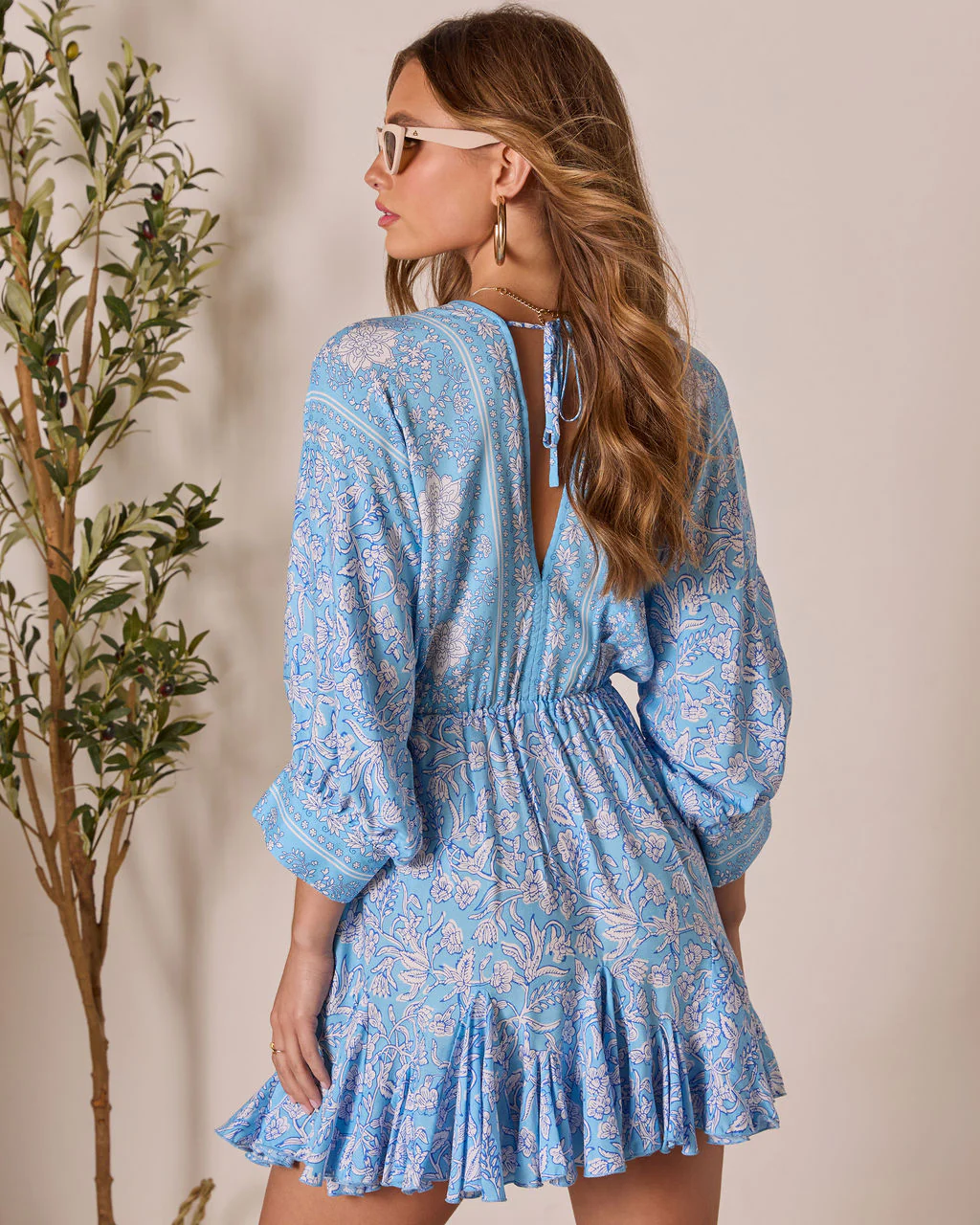 Athena Floral Tassel Tie Mini Dress