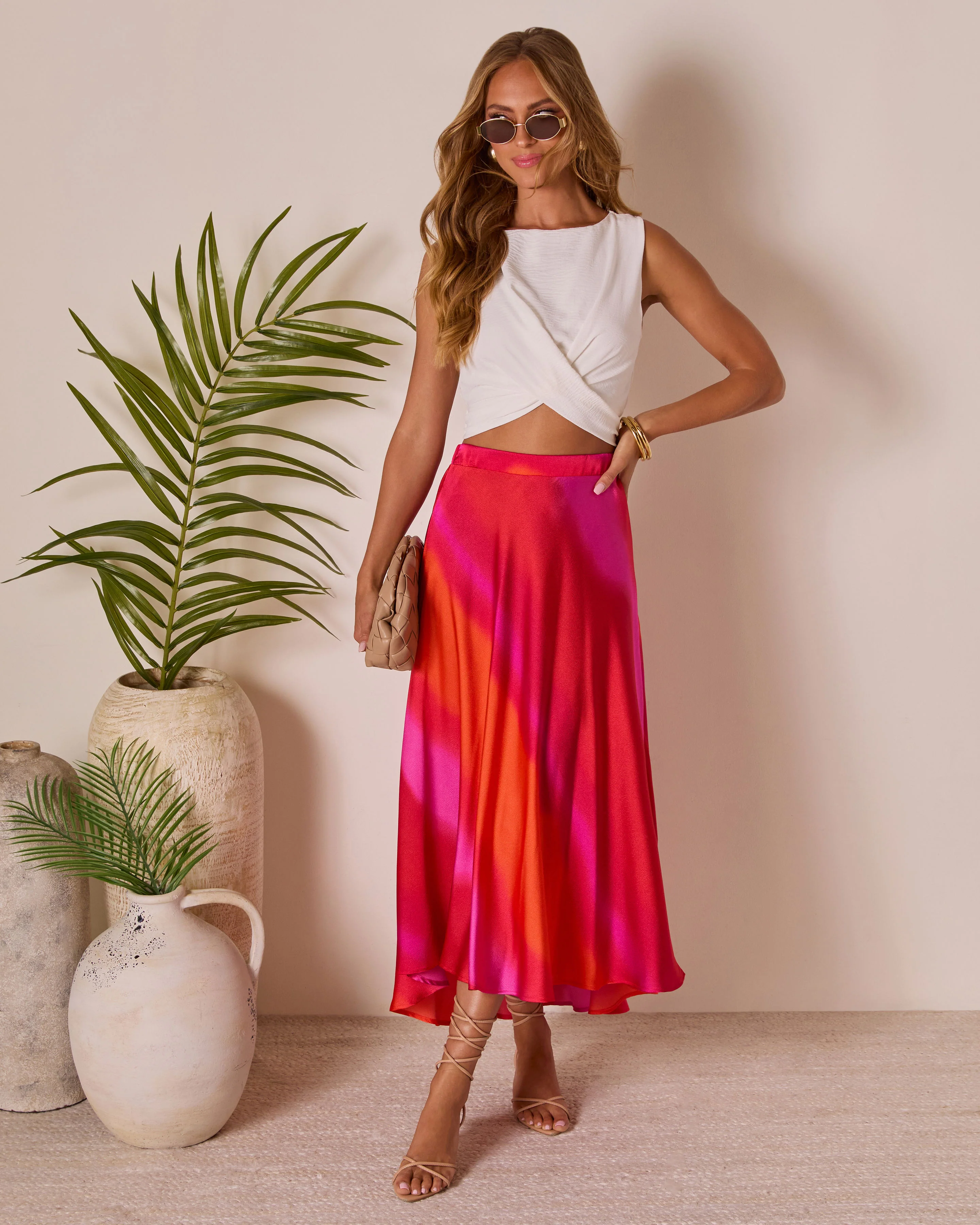 Christien Surplice Hem Crop Top