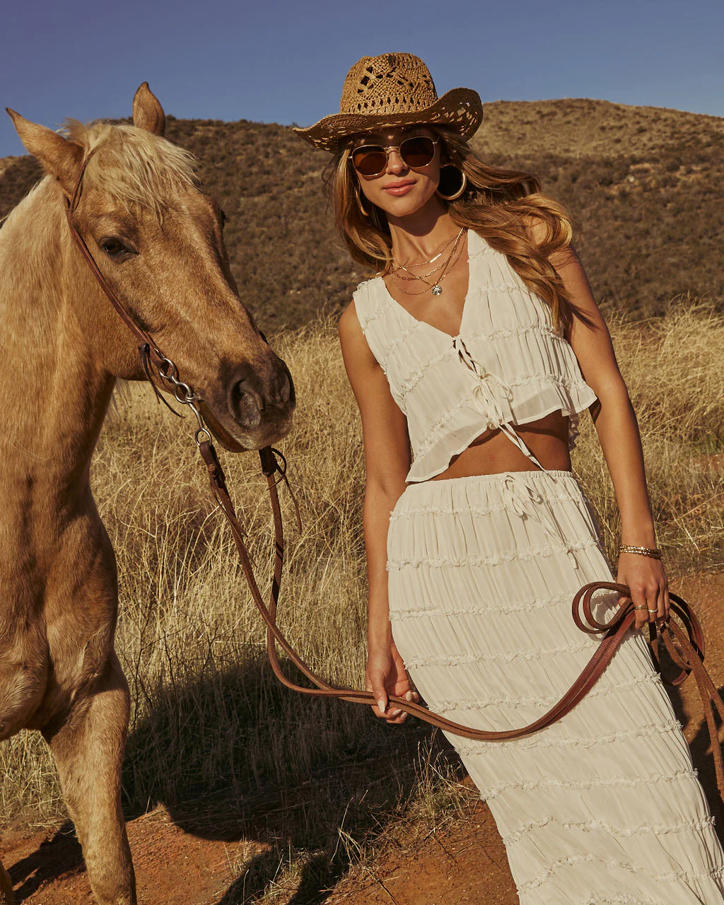 Celestial Haven Chiffon Front Tie Top