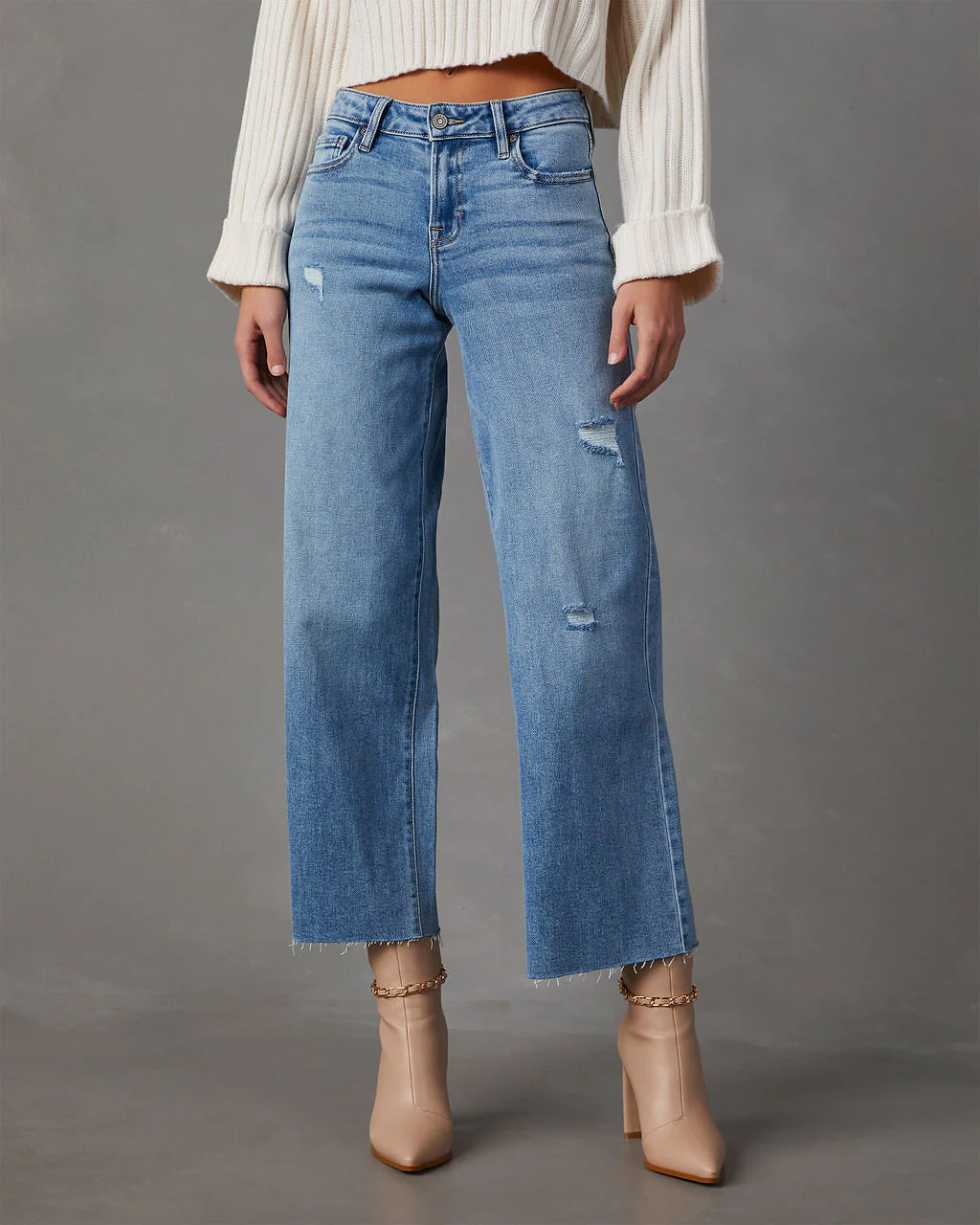 Caleb Super Stretch High Rise Wide Leg Jeans