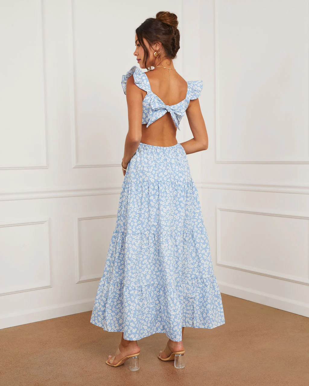 Cordelia Tiered Cut Out Back Floral Maxi Dress