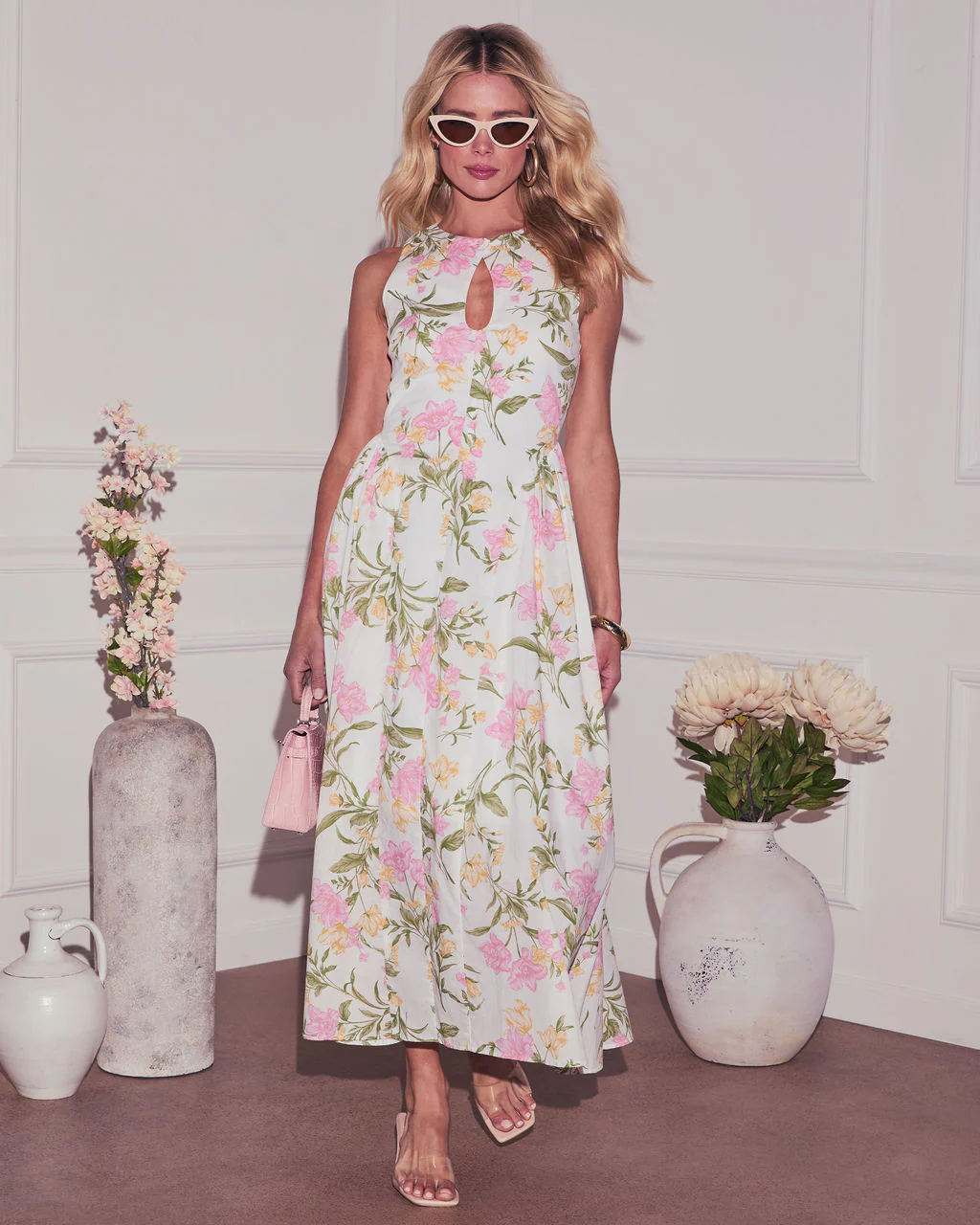 Daija Floral Keyhole Midi Dress