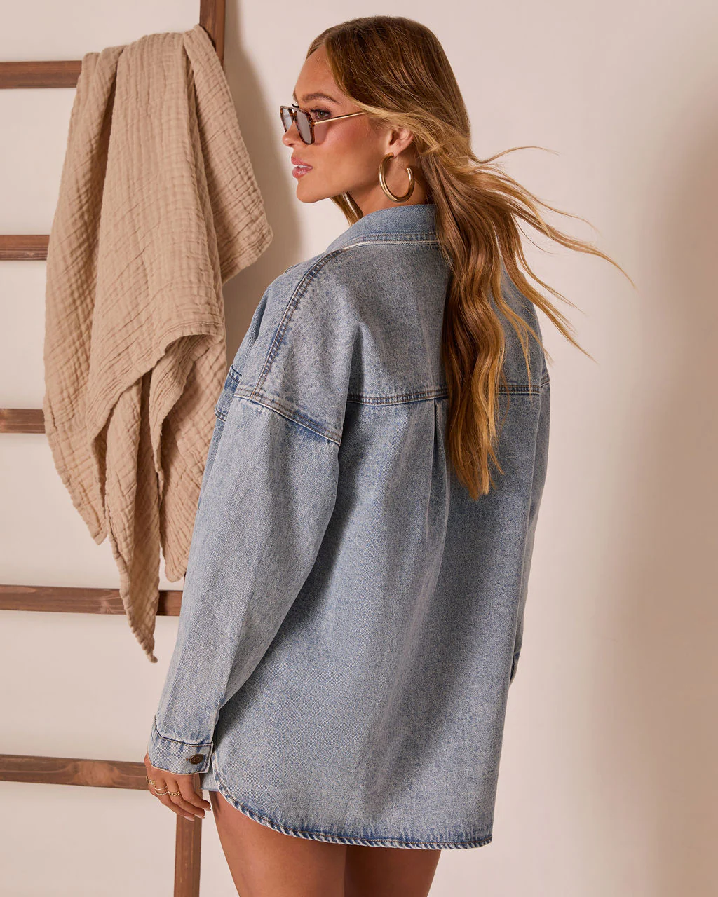 Centinela Oversized Denim Utility Button Down Top