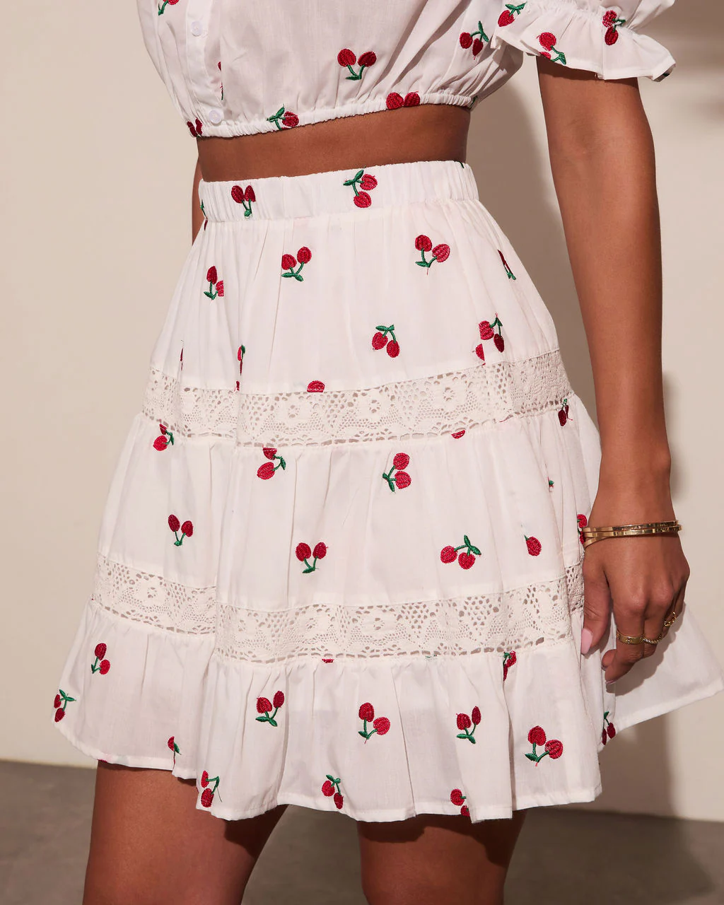 Celinea Cherry Print Mini Skirt