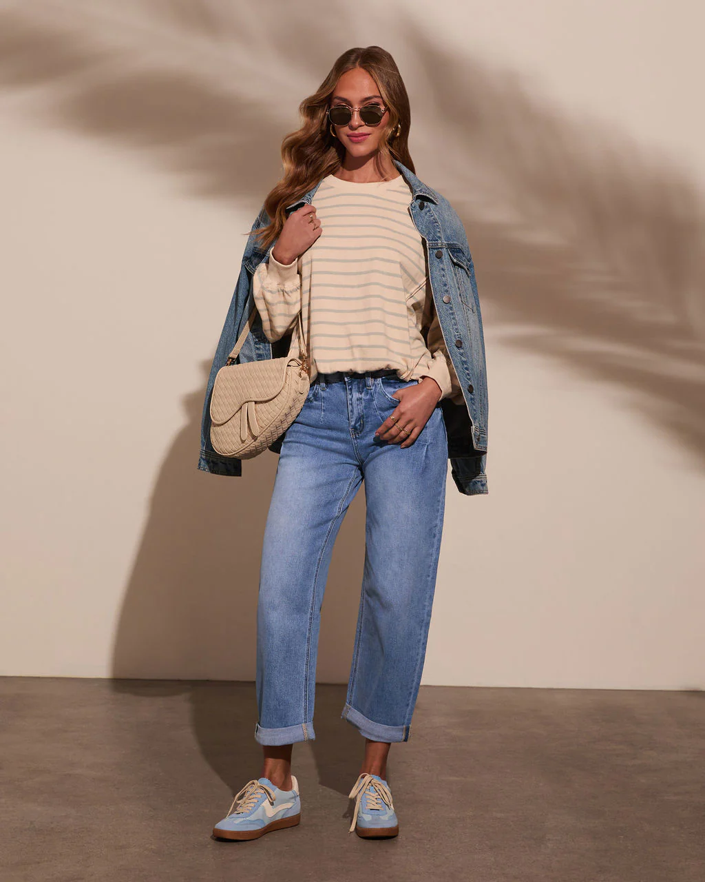 Golden Days Stretch Mid Rise Cuffed Barrel Jeans