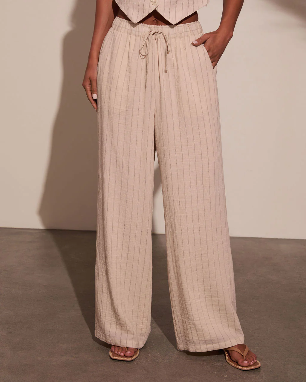 Hazel Pinstripe Wide Leg Pants