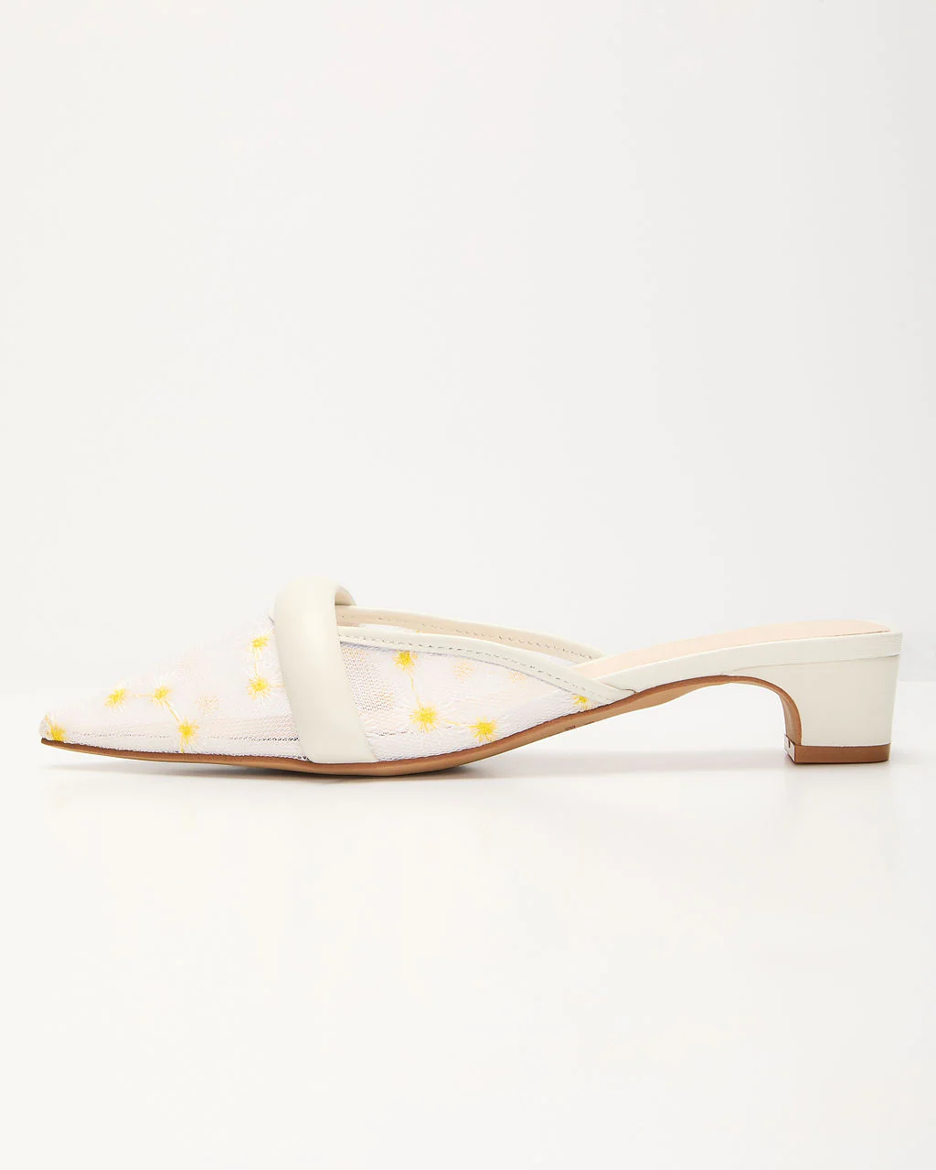 Ditzy Daisy Mesh Floral Kitten Mules