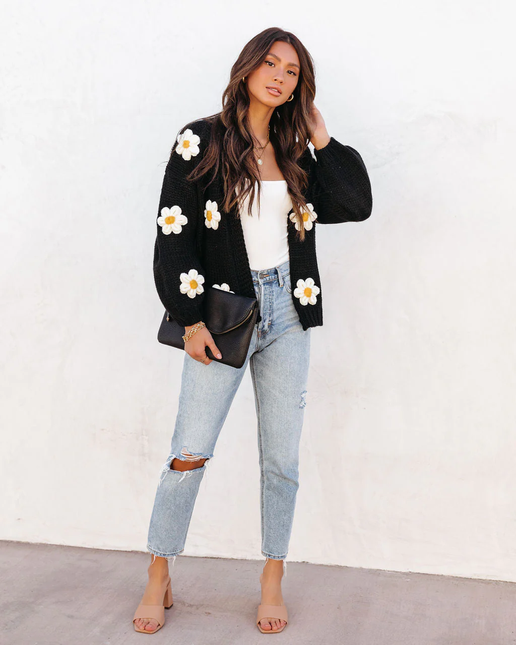 Fallen Daisy Oversized Knit Cardigan