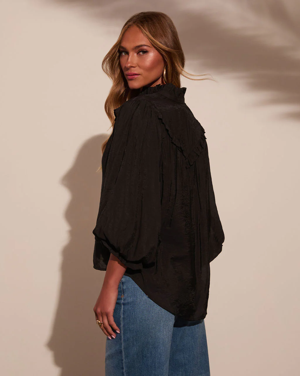 Alyona Ruffle Mock Neck Top