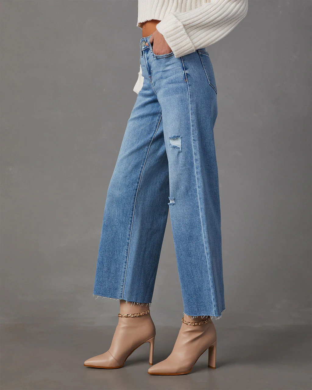 Caleb Super Stretch High Rise Wide Leg Jeans