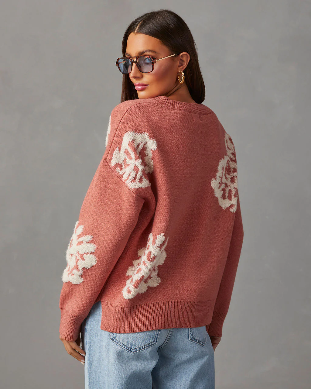 Copeland Floral Contrast Pullover Sweater