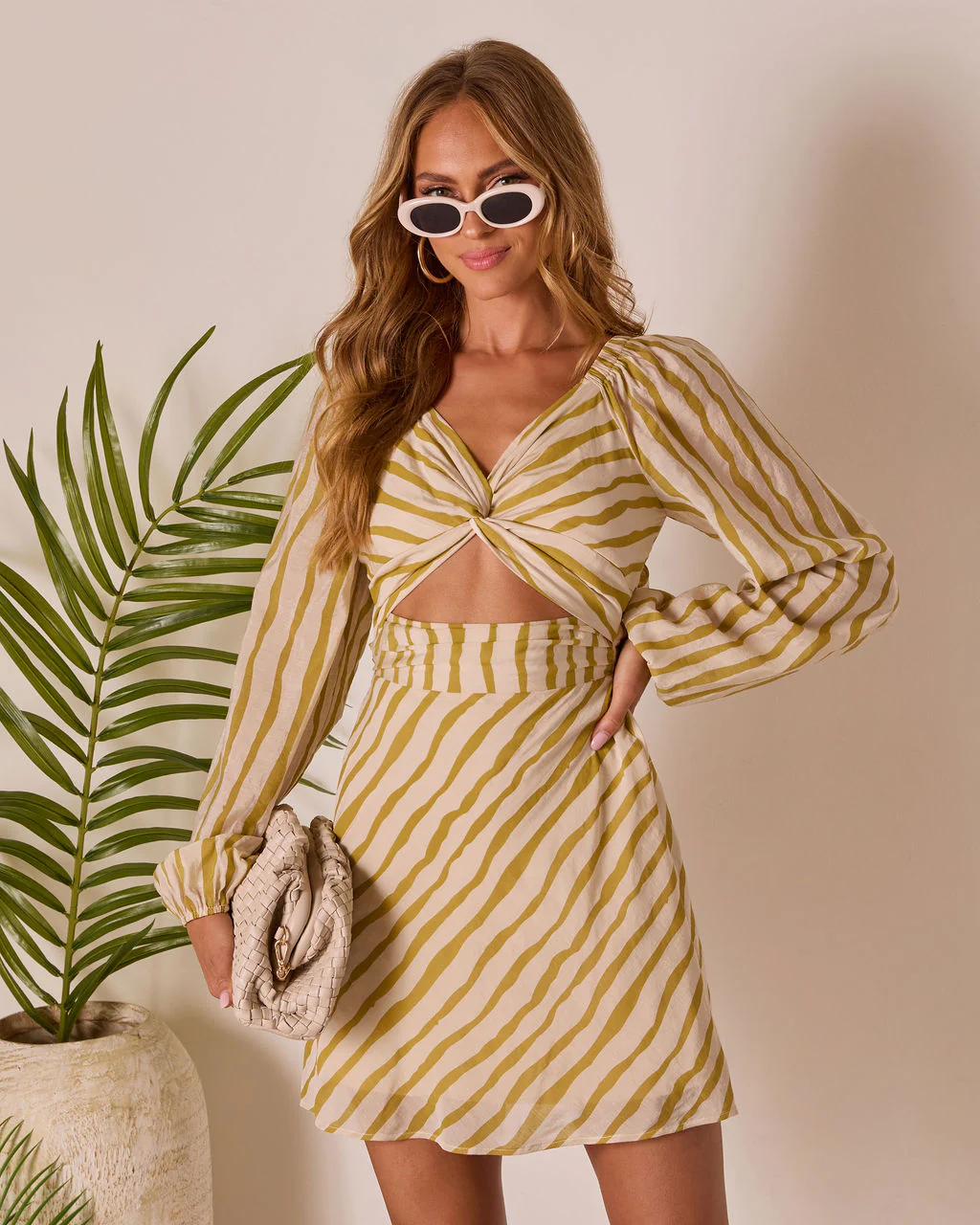 Glow Hour Striped Cutout Mini Dress