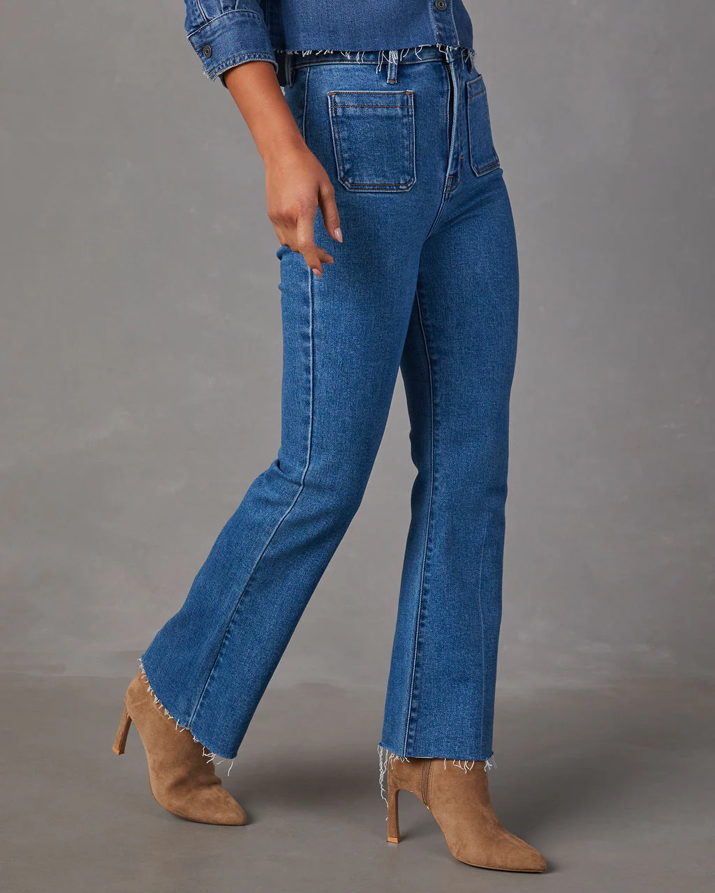 Casual Times Super Stretch Cropped Flare Jeans