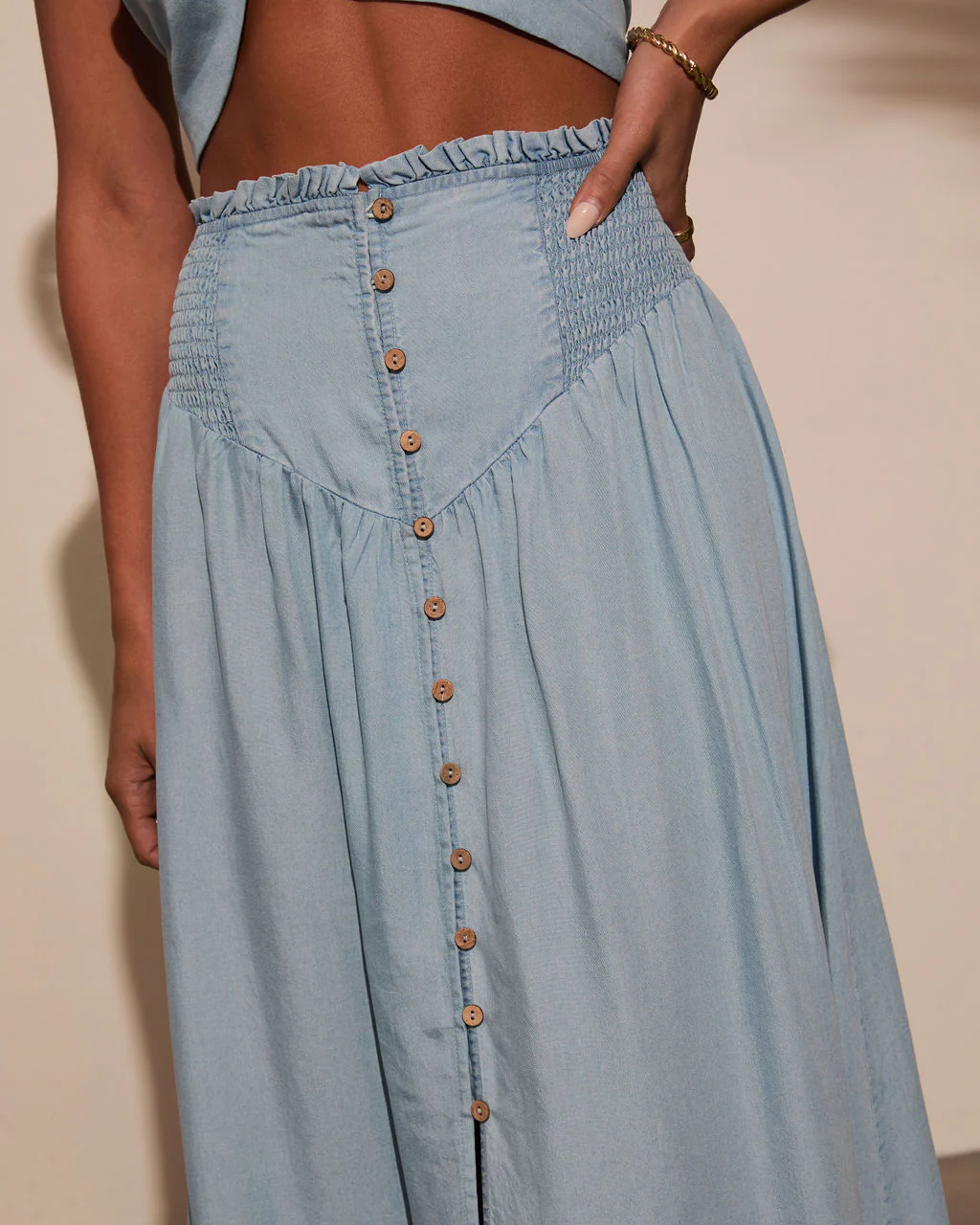 Briena Chambray Maxi Skirt