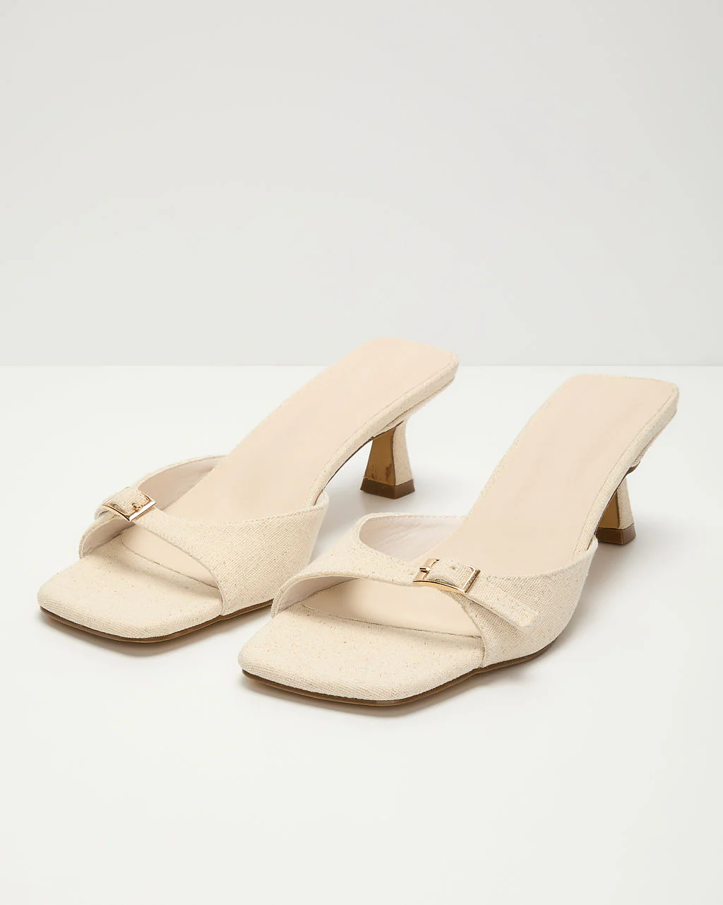 Ivy House Buckled Linen Kitten Heel