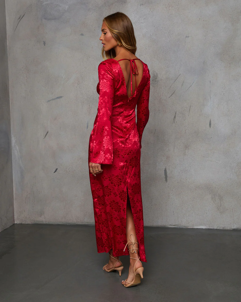 Falling In You Satin Jacquard Maxi Dress