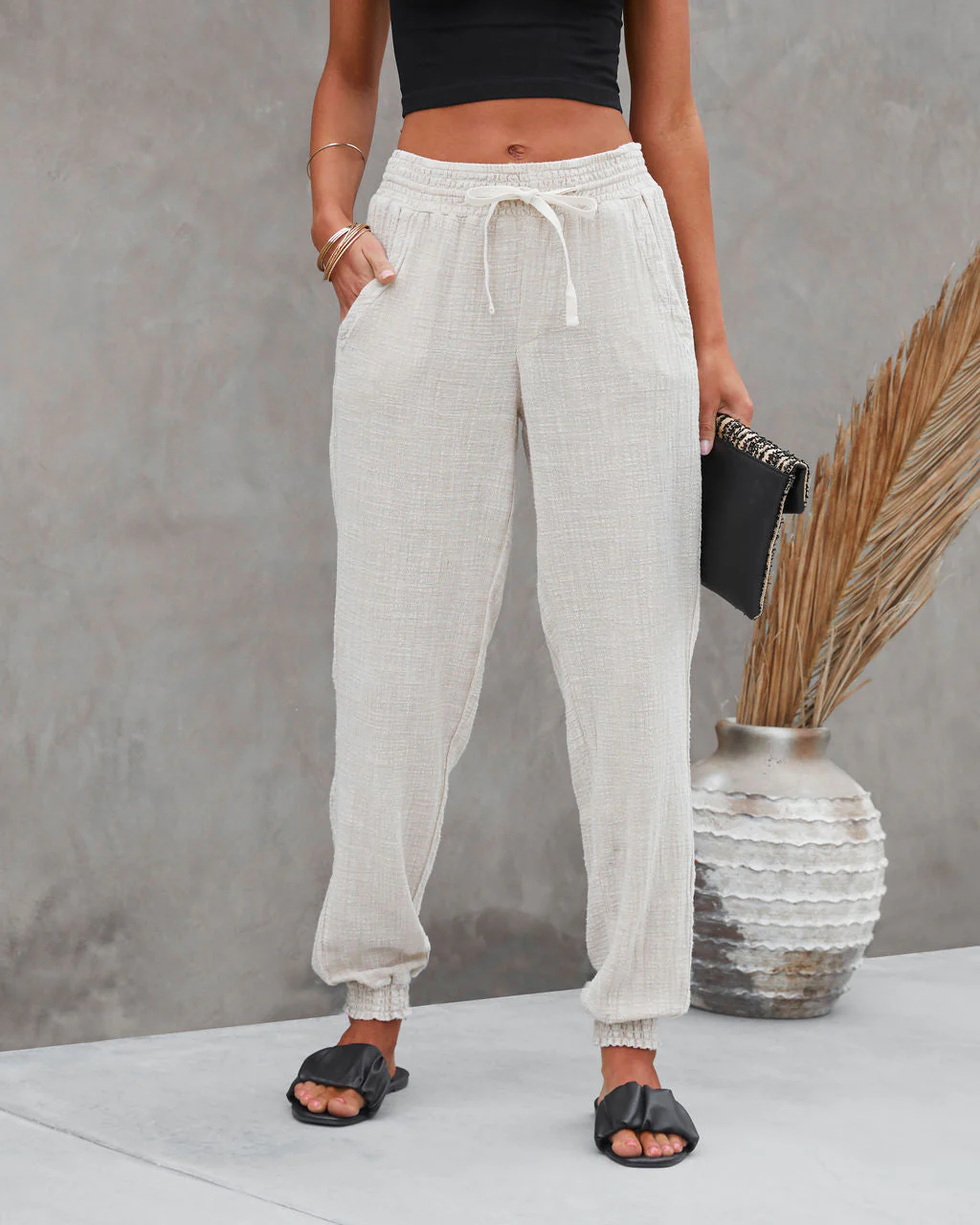 Isla Cotton Pocketed Mineral Wash Jogger Pants