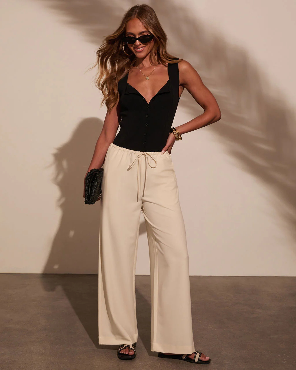 Before Daylight Wide Leg Waist Tie Pants