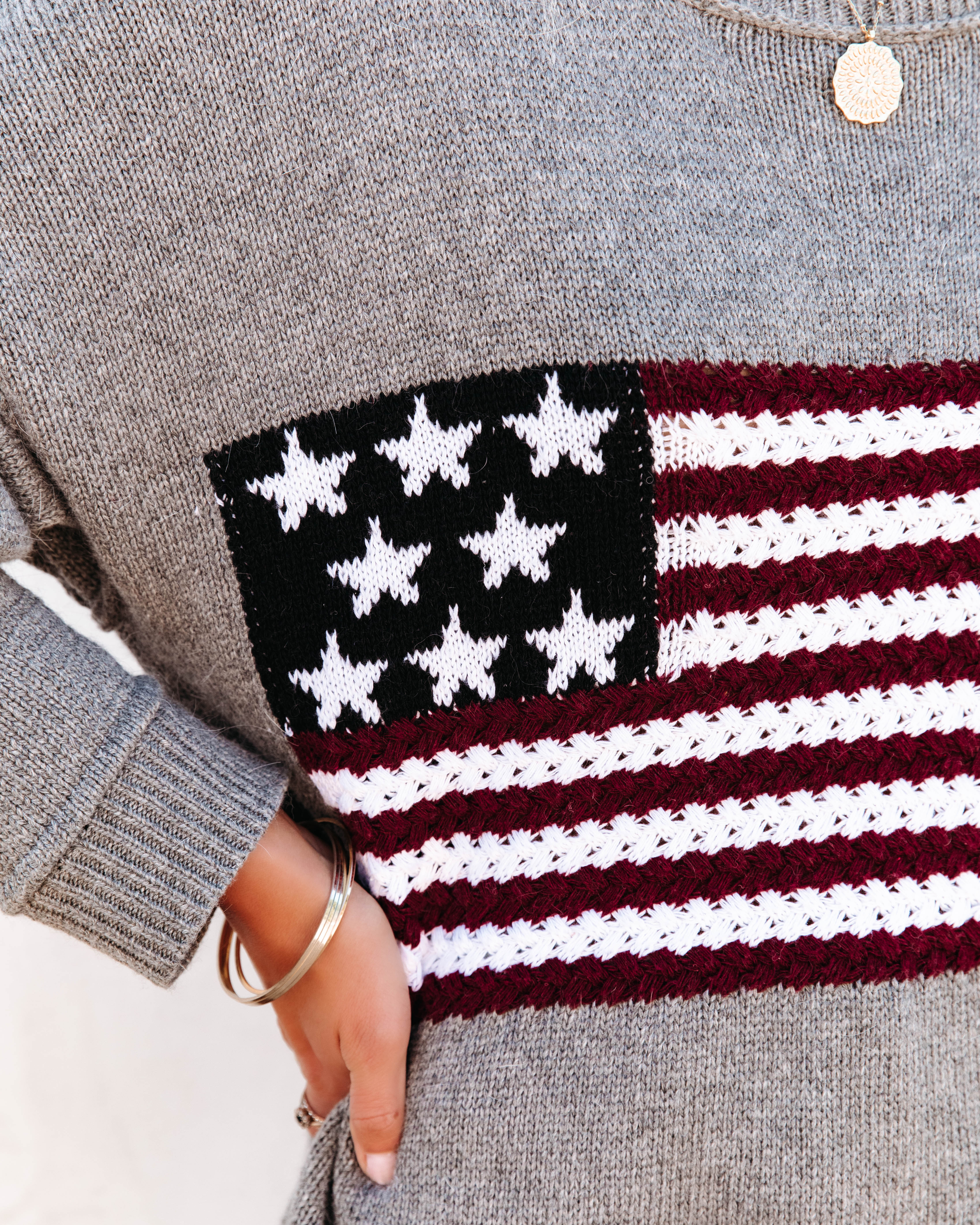 American Flag Relaxed Knit Sweater