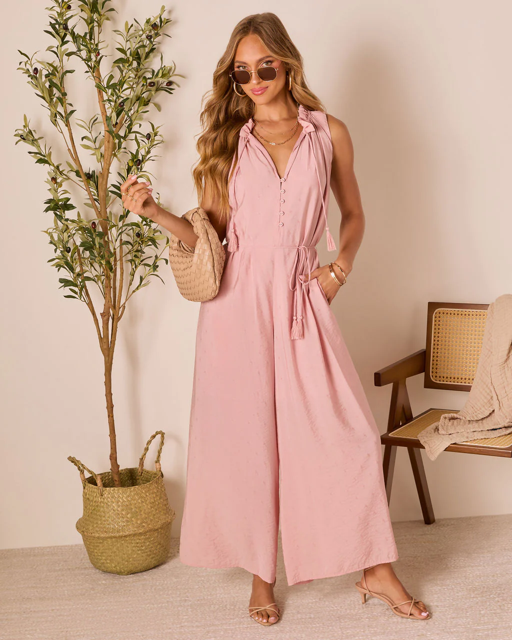 Hey Lover Waist Tie Jumpsuit