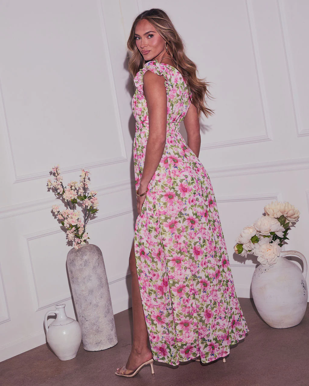 In The Garden Floral Print Maxi Dress