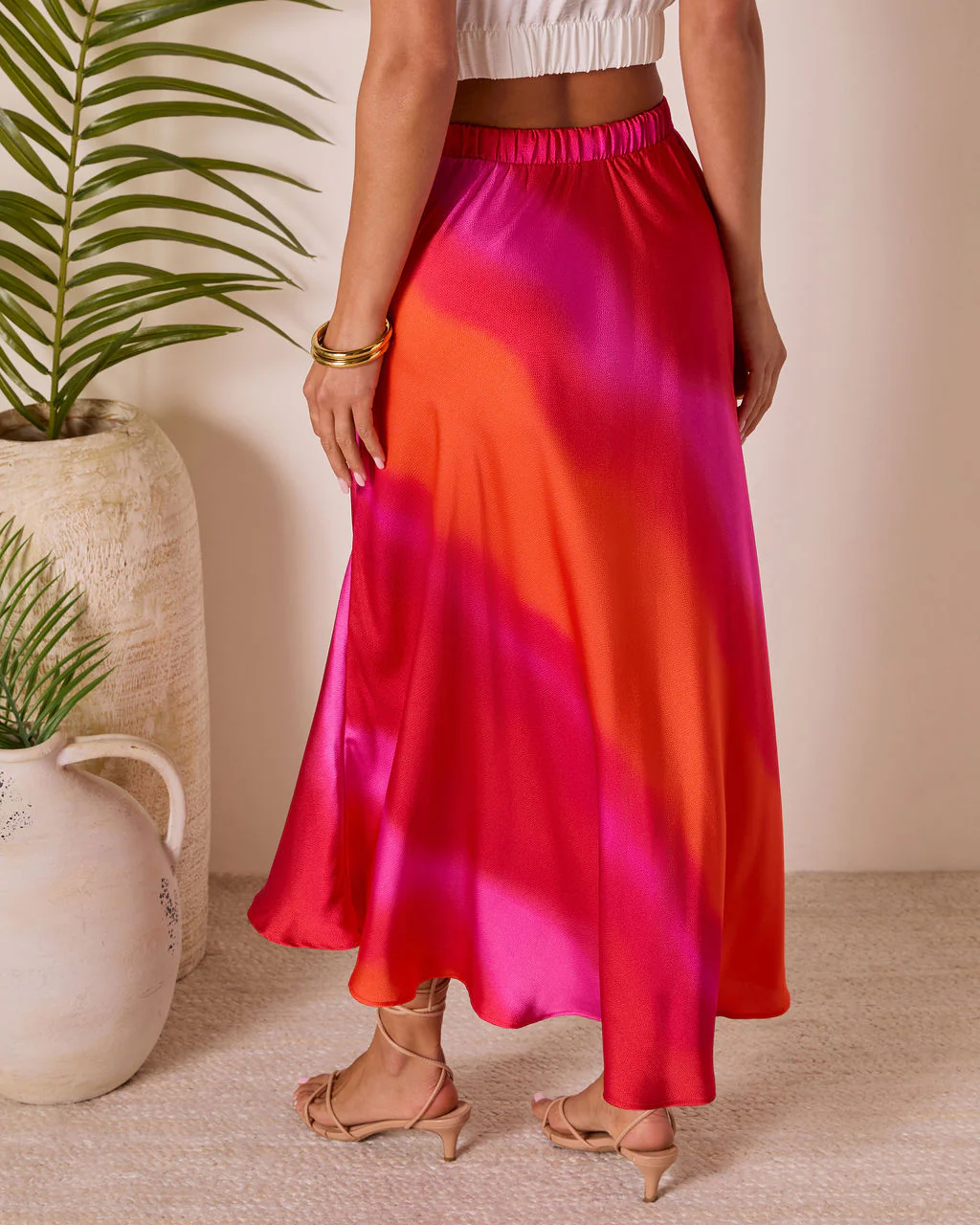 Citrus Moon Abstract Midi Skirt