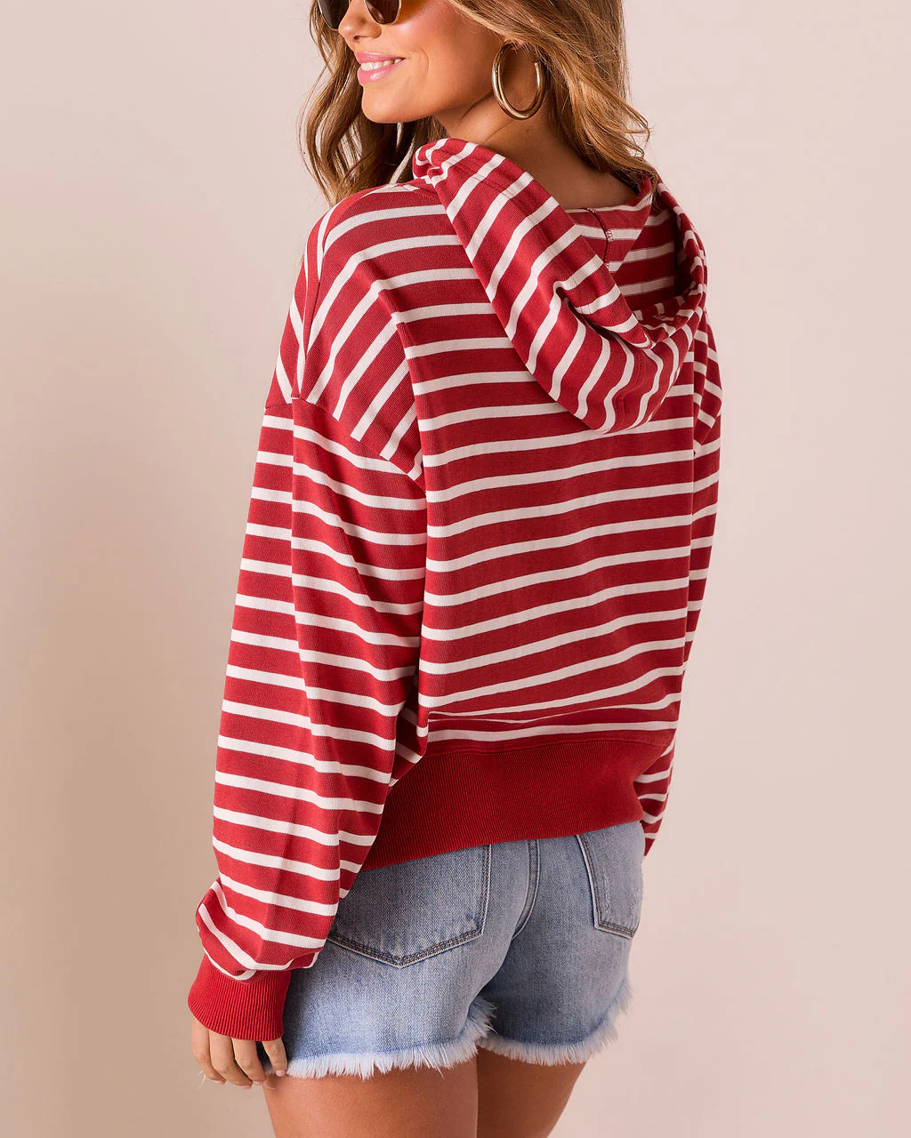 Farrien Striped Hooded Drawstring Sweater