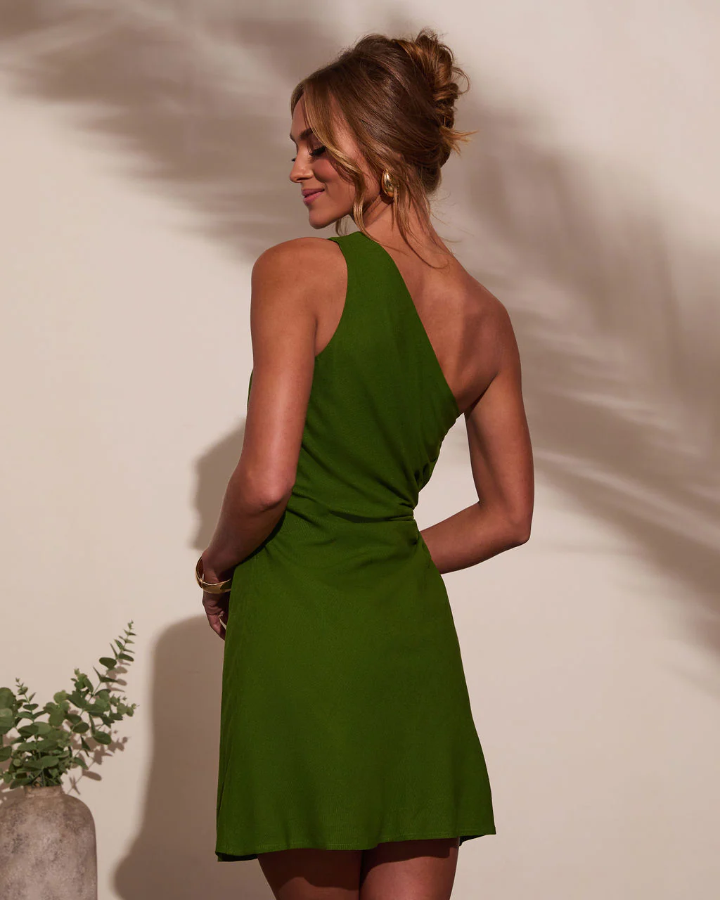 Collins Ruched One Shoulder Mini Dress
