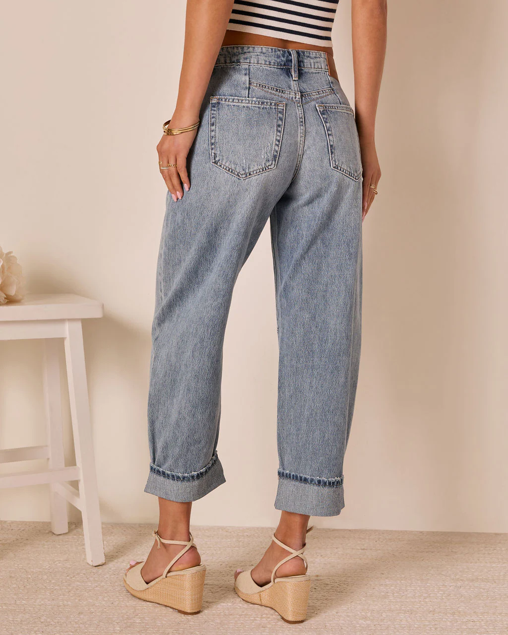 Homegrown Rigid Cuffed High Waisted Barrel Jeans