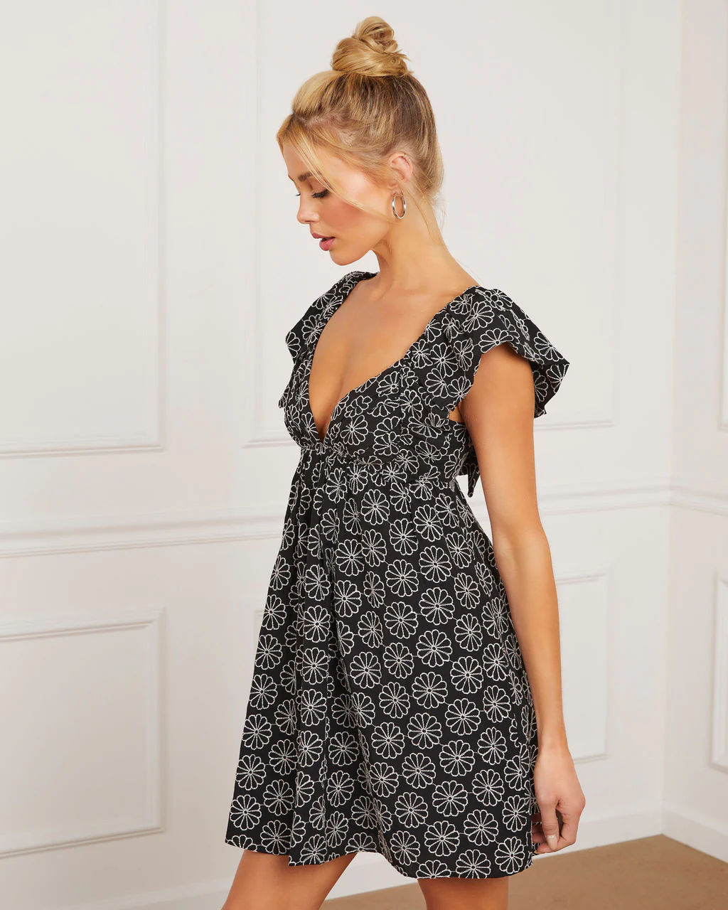 Daniela Gingham Babydoll Mini Dress