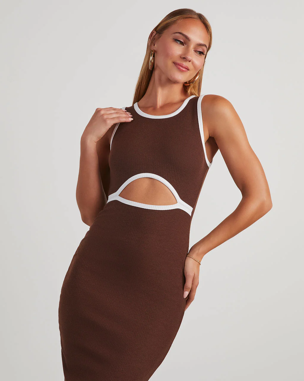 Cici Scoop Neck Bodycon Midi Dress