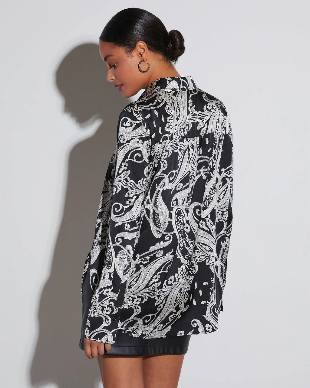 Cairo Printed Button Down Blouse