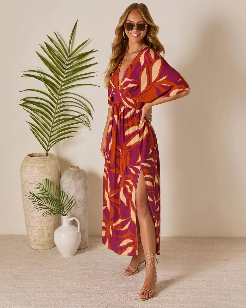 Erin Printed Kimono Sleeve Maxi Dress