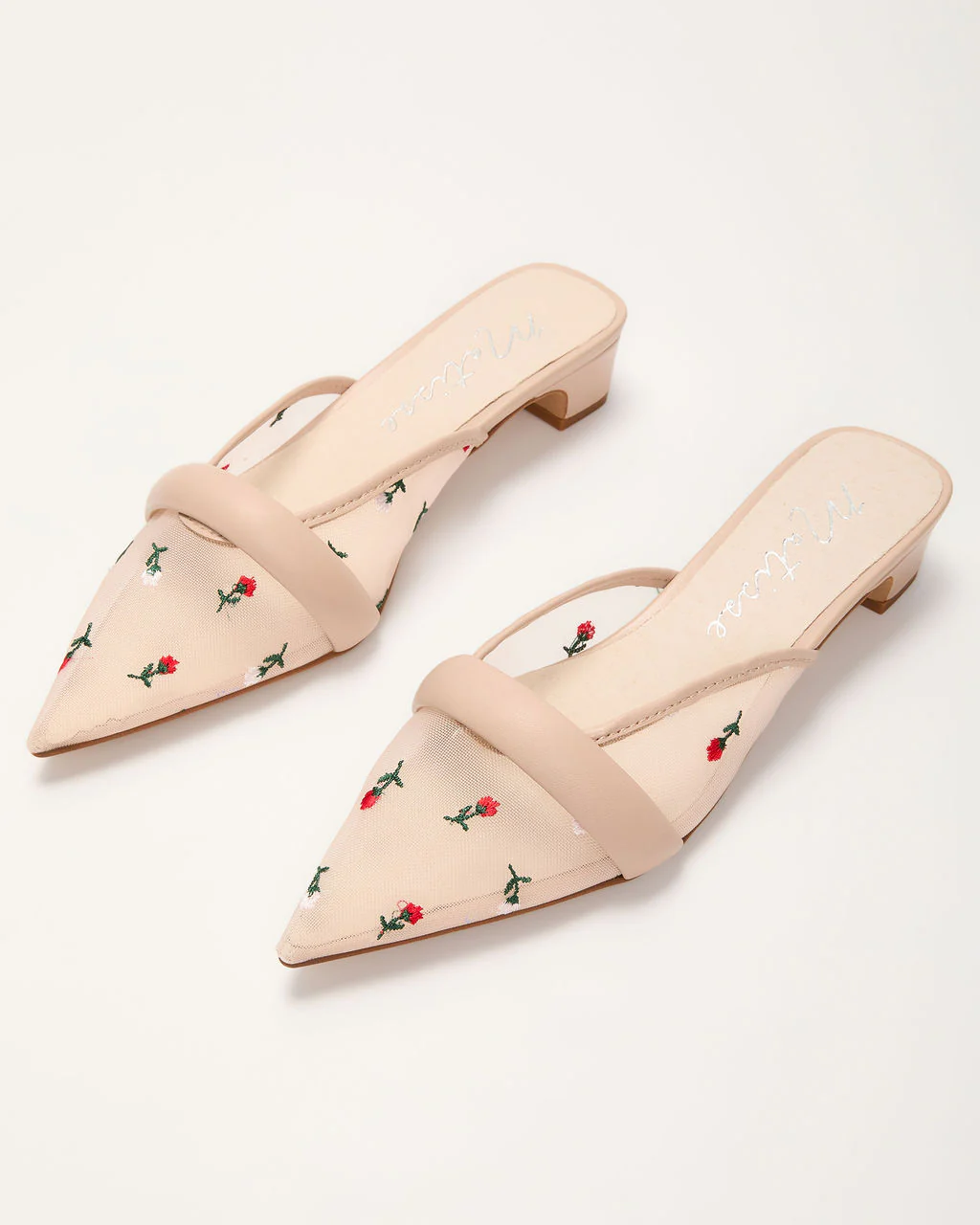 Ditzy Daisy Mesh Floral Kitten Mules
