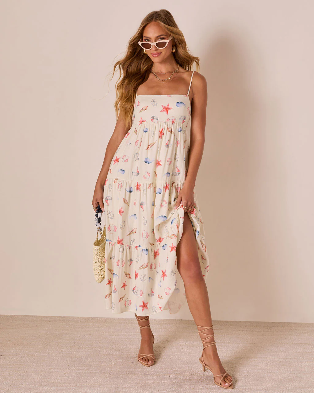 Harbor Days Nautical Print Maxi Dress