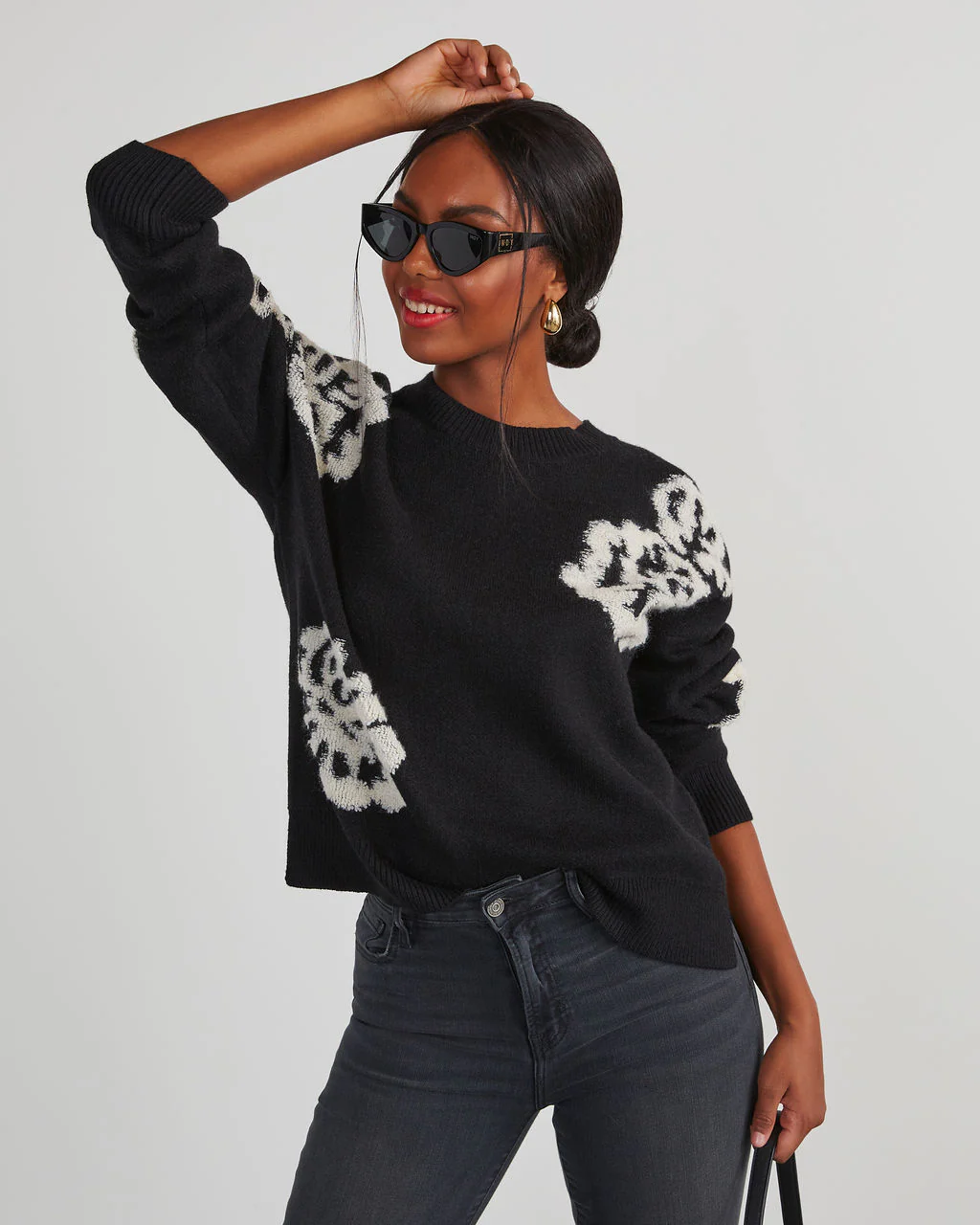Copeland Floral Contrast Pullover Sweater