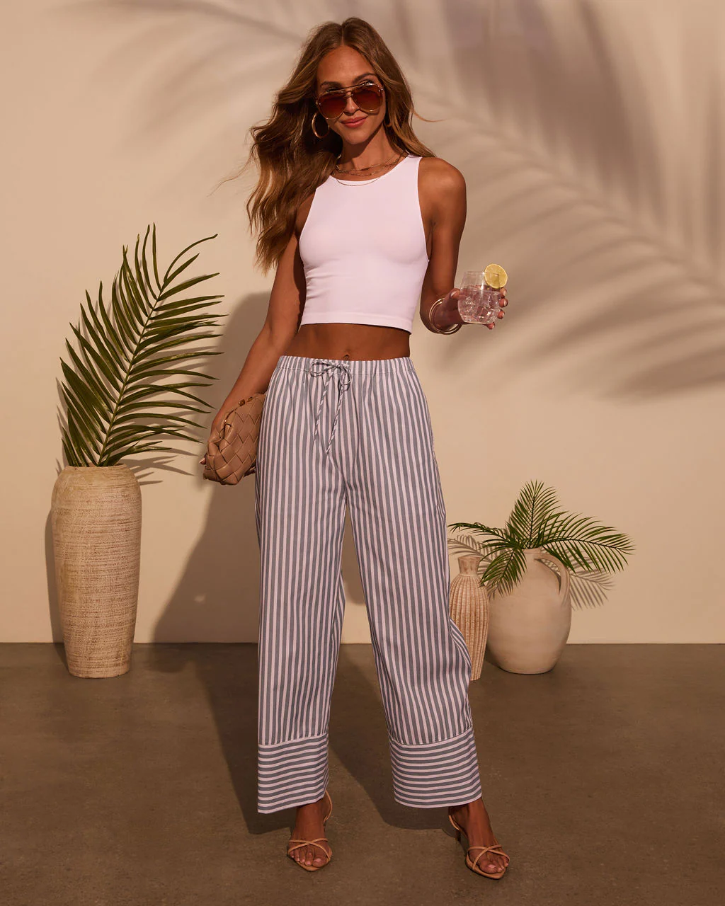 Jailen Striped Waist Tie Pants