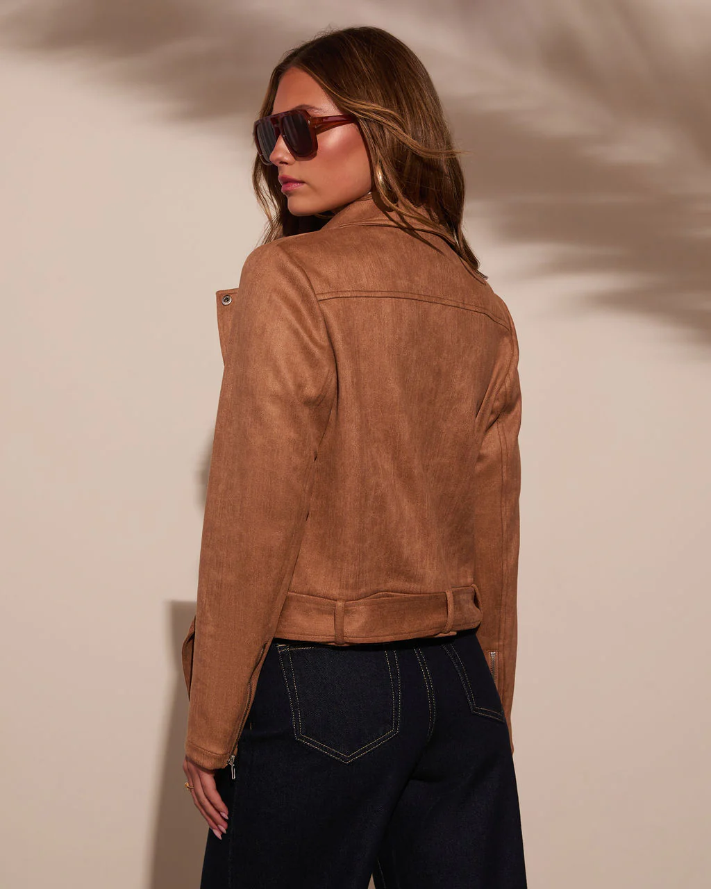 At The Fireside Cropped Suede Moto Jacket