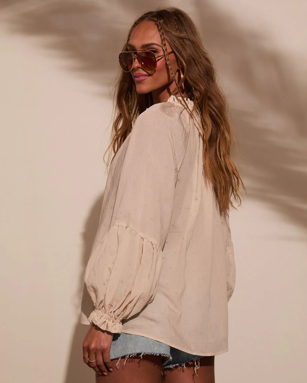 Armen Tassel Tie Peasant Top