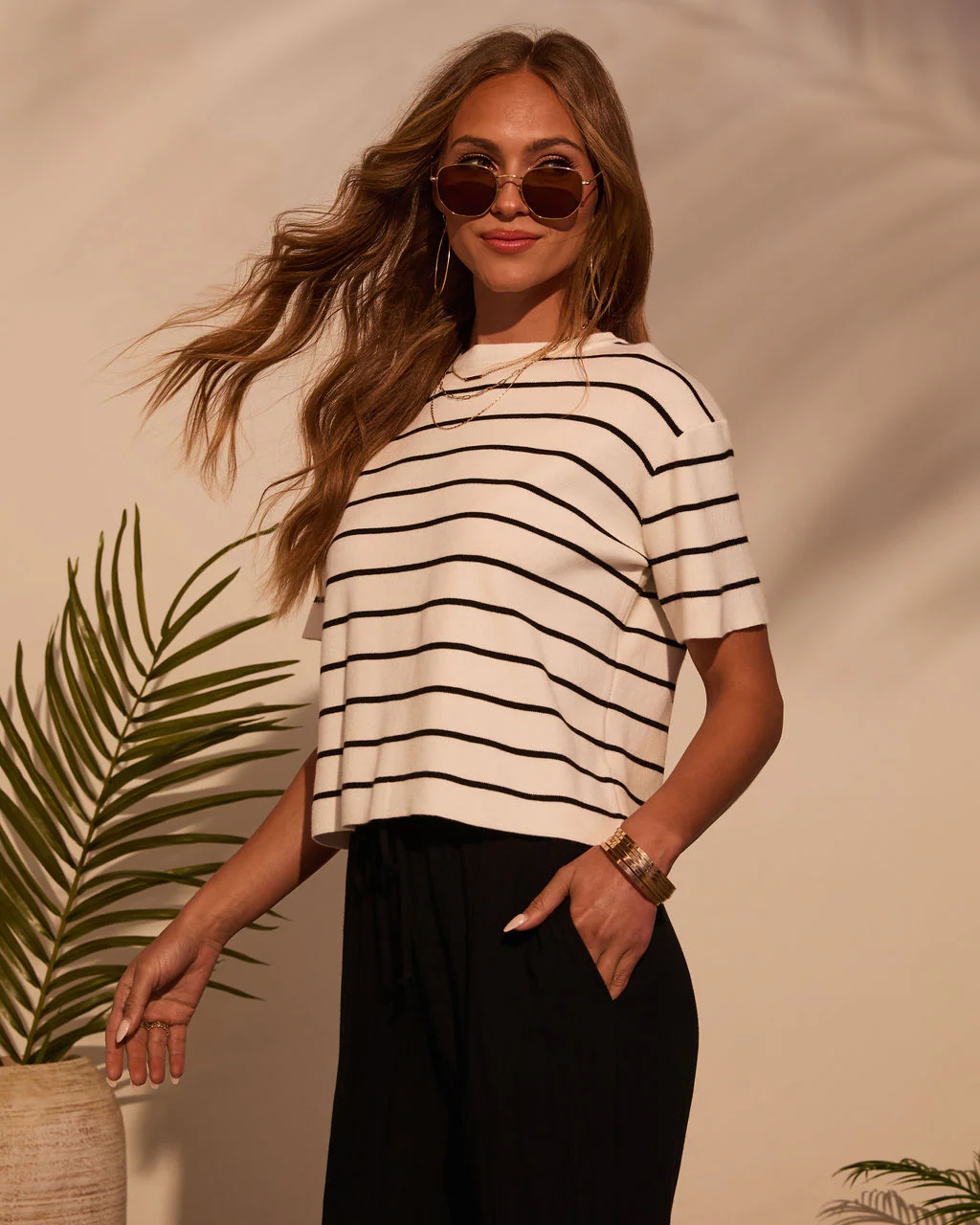 Bernie Striped Crew Neck Top