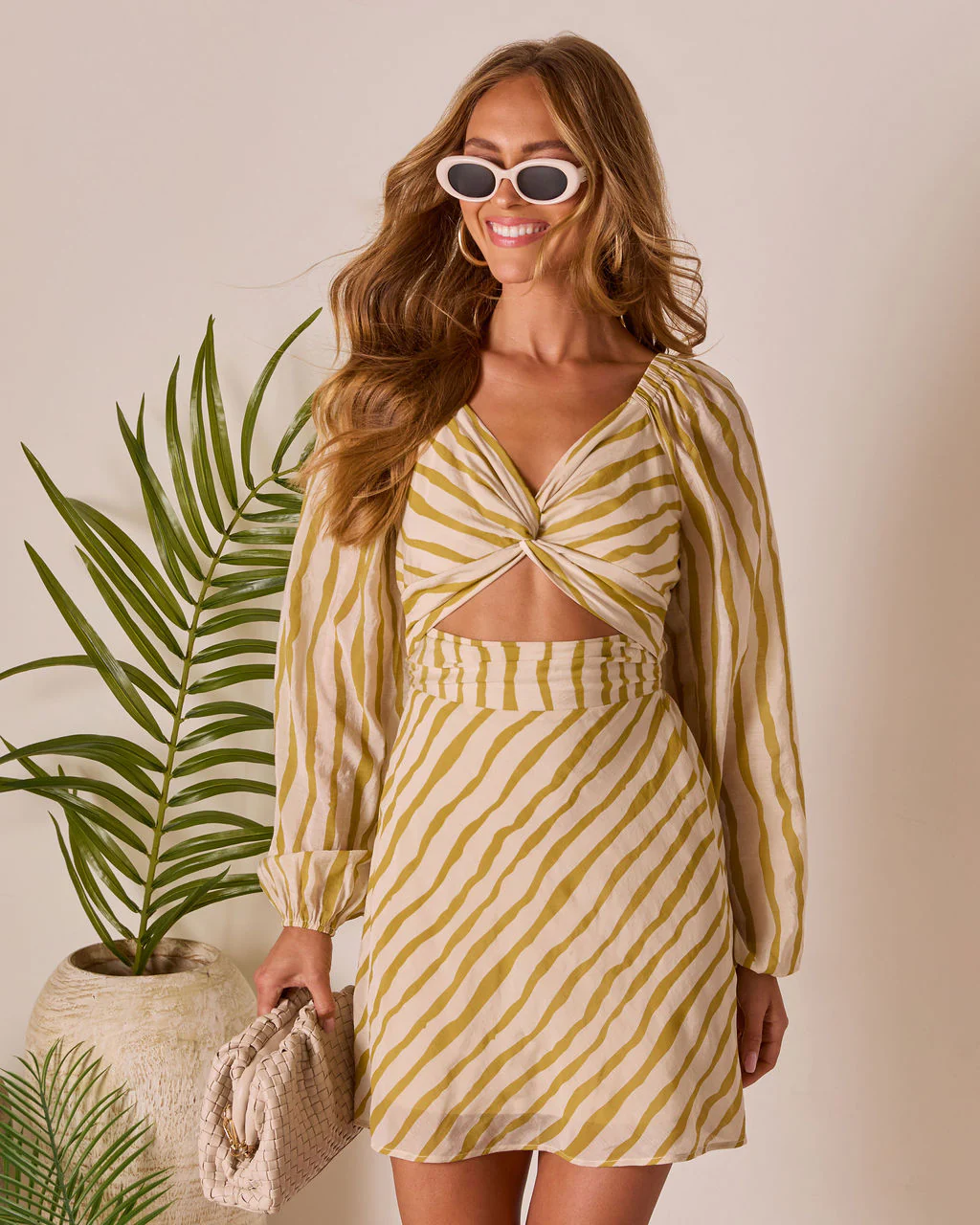 Glow Hour Striped Cutout Mini Dress