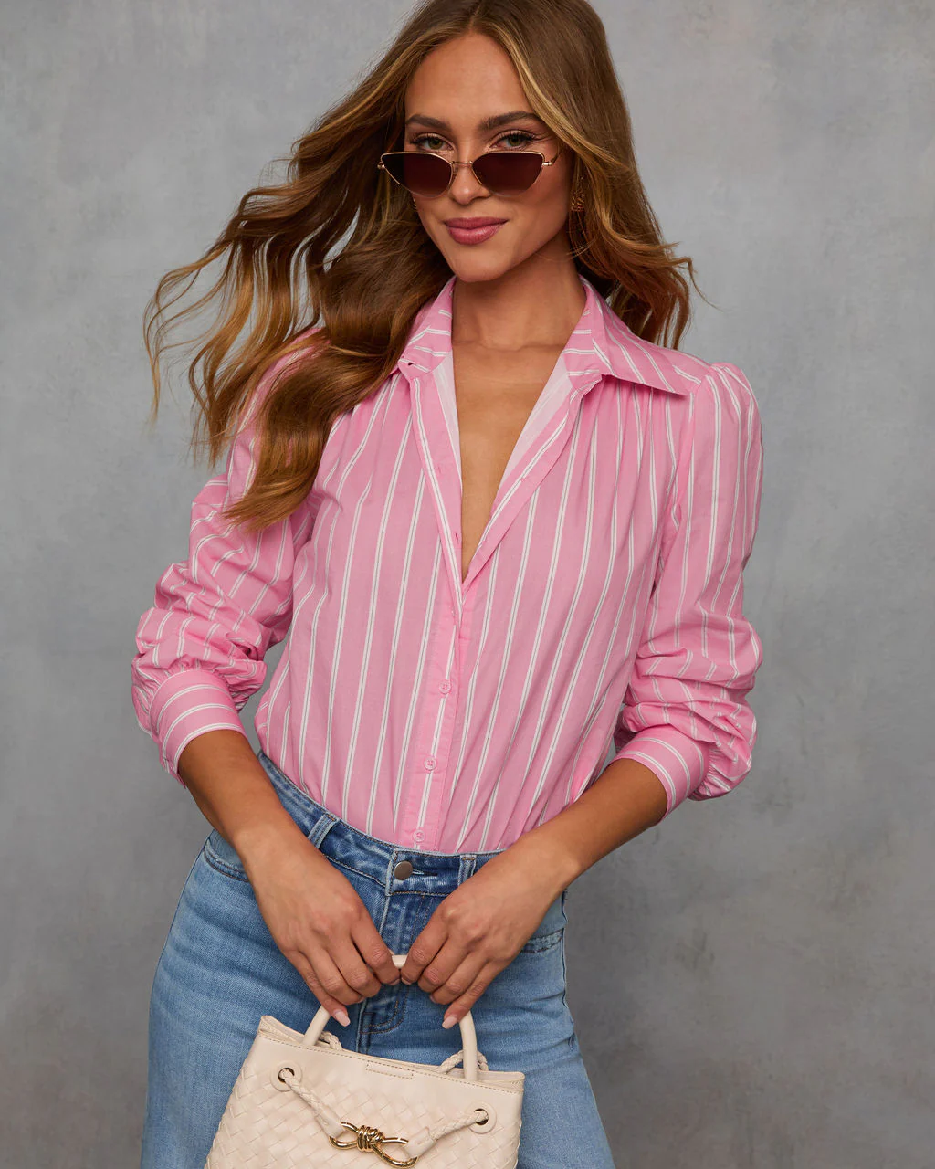 Cellia Striped Button Down Top