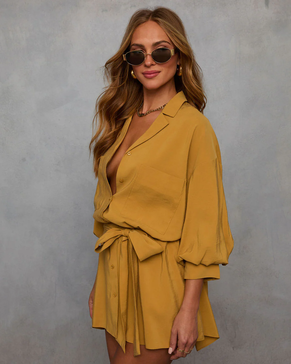Brenna Blouson Sleeve Shirt Dress